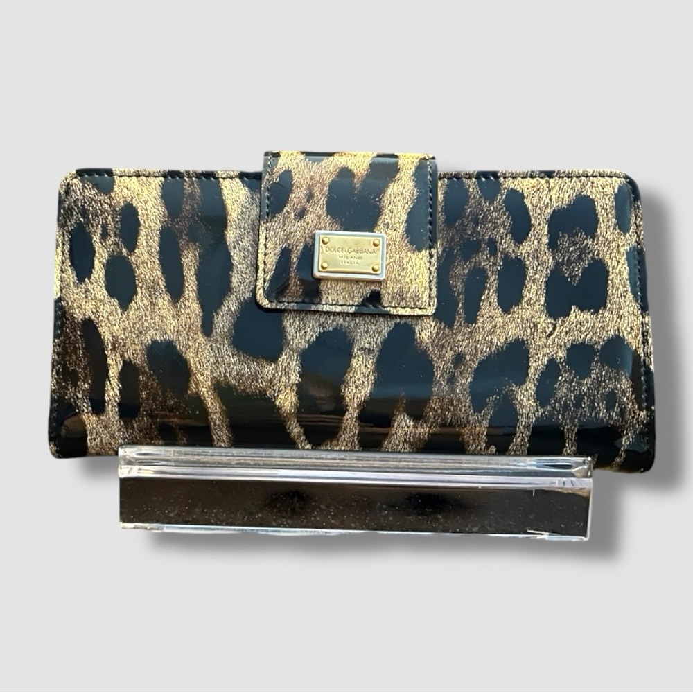 Dolce & Gabbana Leopard Print Wallet with Black and Gold Details - Picture 1 of 11